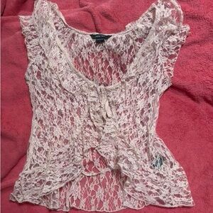 Lace Knit Women Top in Cream